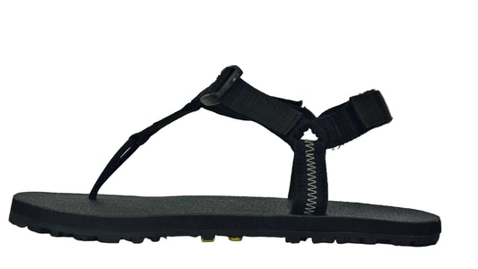 Side view showing grounded talons seen on the minimalist sandals