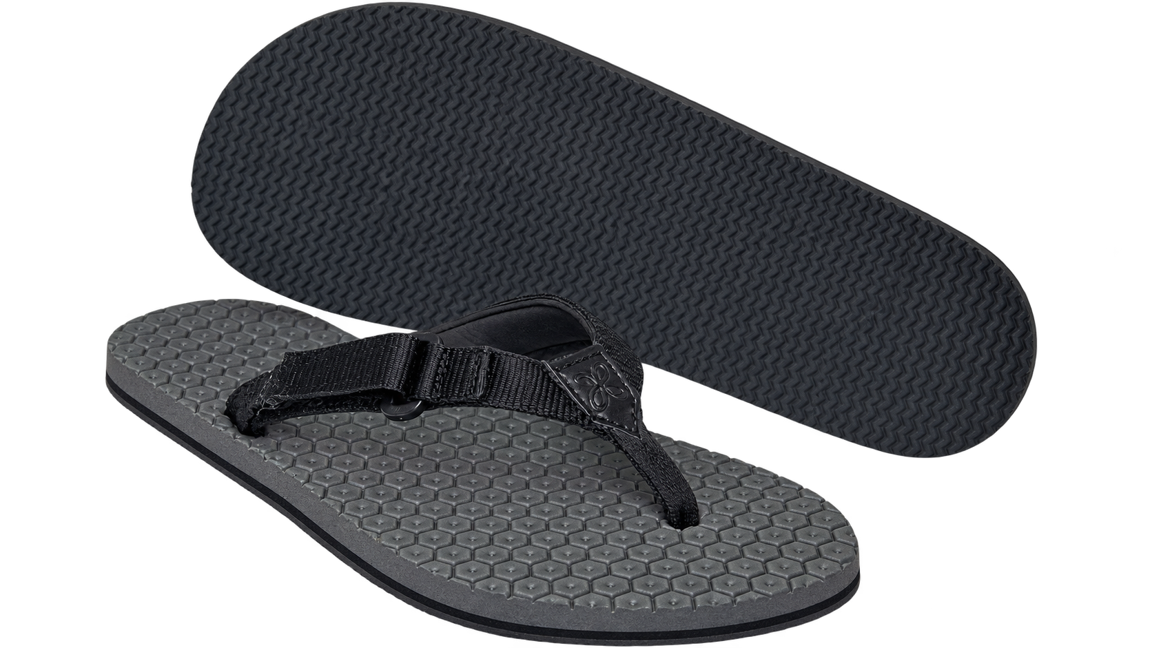 Primal barefoot slippers with rubber traction sole and hexagonal weave air cushion with padded strap for chafeless wear throughout the day