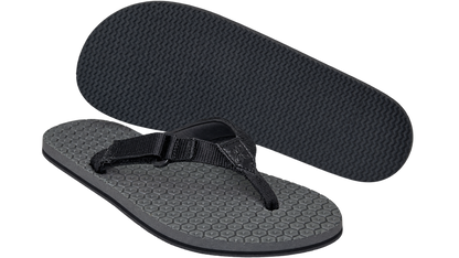 Primal barefoot slippers with rubber traction sole and hexagonal weave air cushion with padded strap for chafeless wear throughout the day